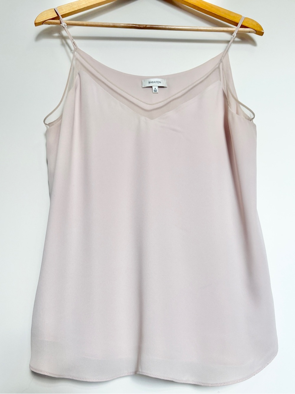 Babaton Pale Blush Spaghetti Strap Silk-Blend Cami Sz Medium